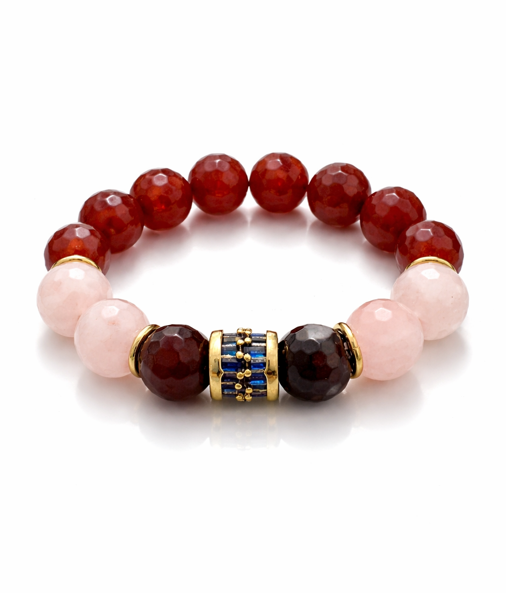 Heart of Fire bracelet with tourmaline, rose quartz, and agate