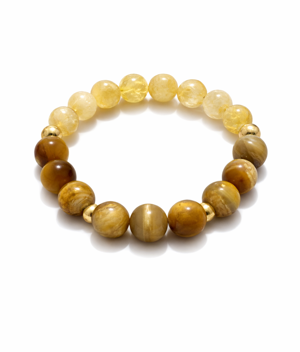 Strength and Prosperity bracelet with tiger’s eye and citrine stones