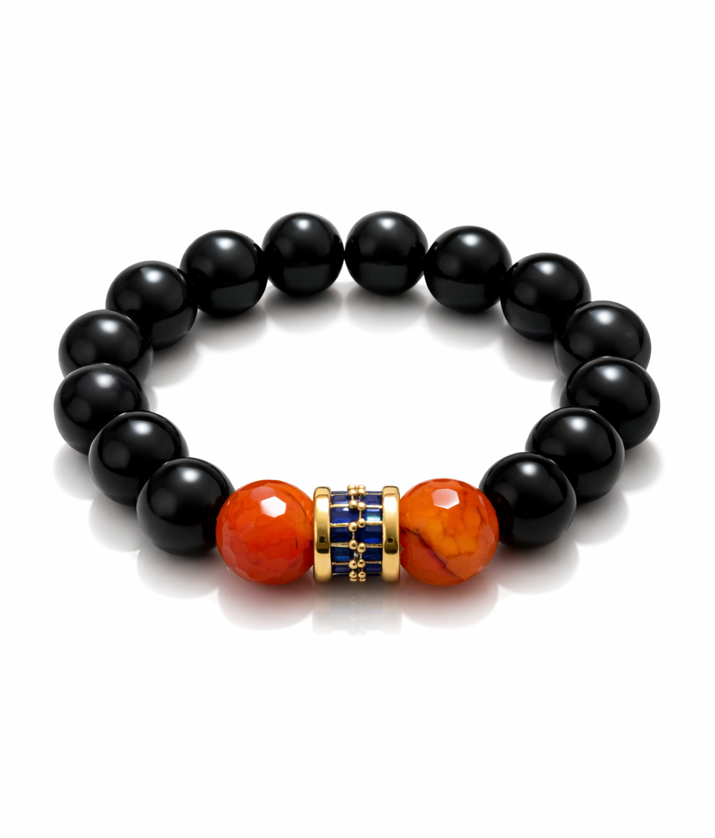 Fire Guardian bracelet with tourmaline, orange agate, and Swarovski crystal