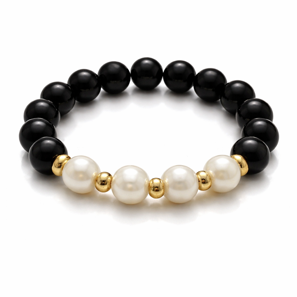 Nocturnal Elegance jewelry with black tourmaline and pearl