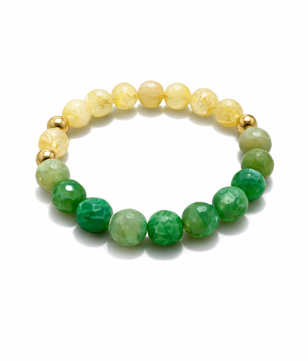 Natural Abundance bracelet with citrine and green agate stones