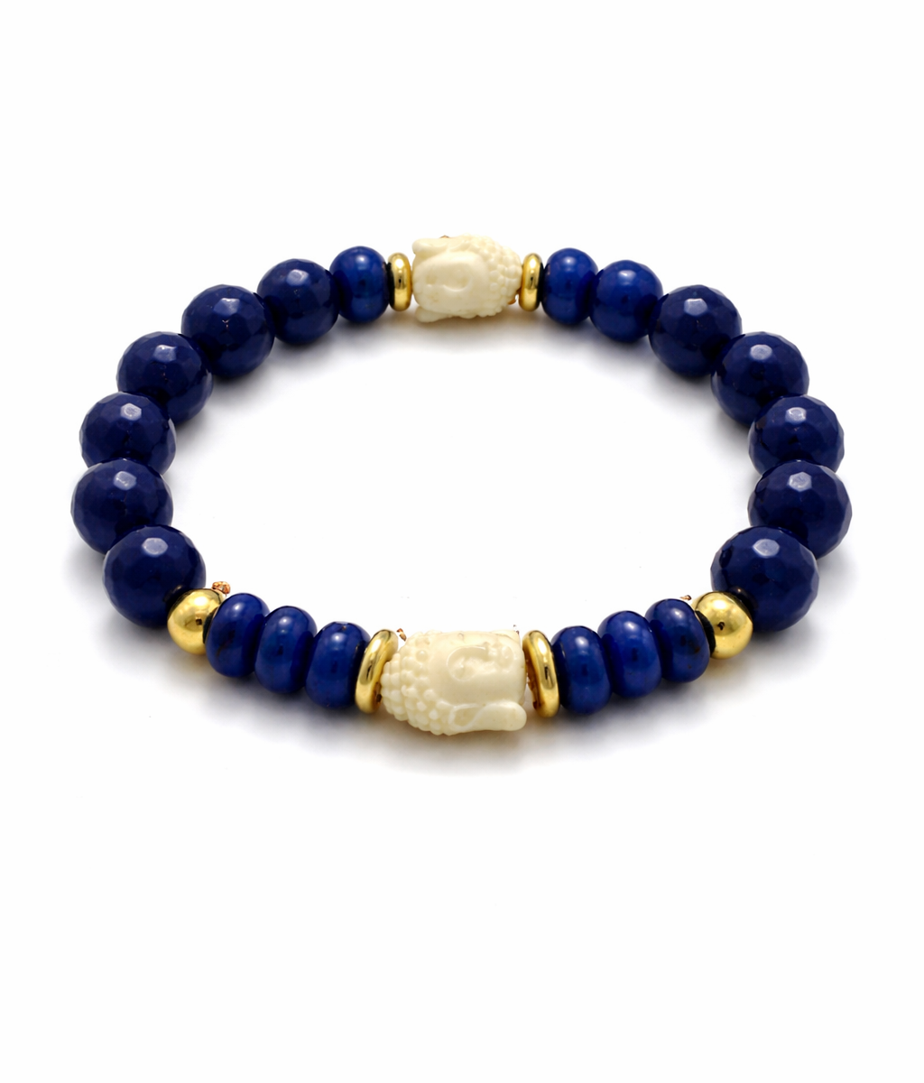 Eternal Wisdom bracelet with blue jade and Buddha charm