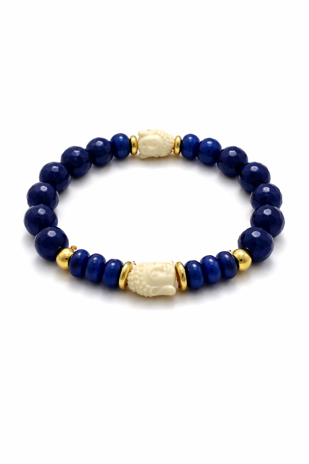Eternal Wisdom bracelet with blue jade and Buddha charm